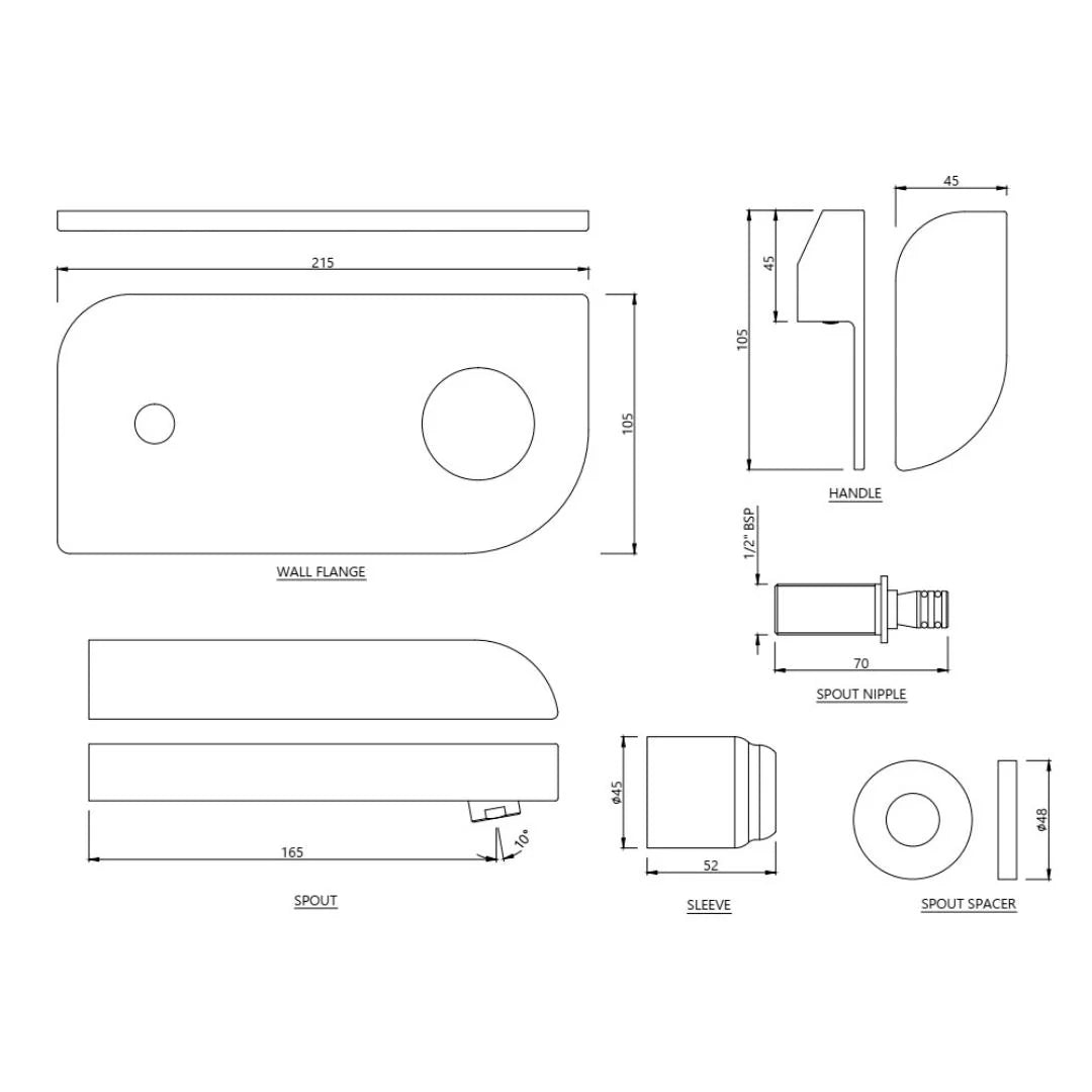 Jaquar Wall Mounted Basin Mixer Alive ALI-GRF-85233NK - Graphite