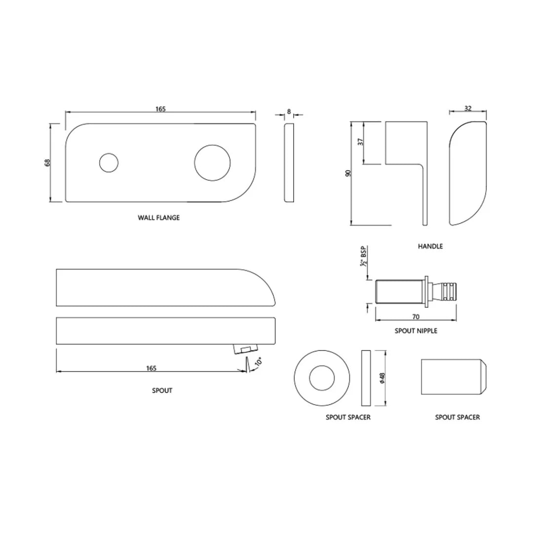 Jaquar Wall Mounted Basin Tap Alive ALI-GRF-85441K - Graphite