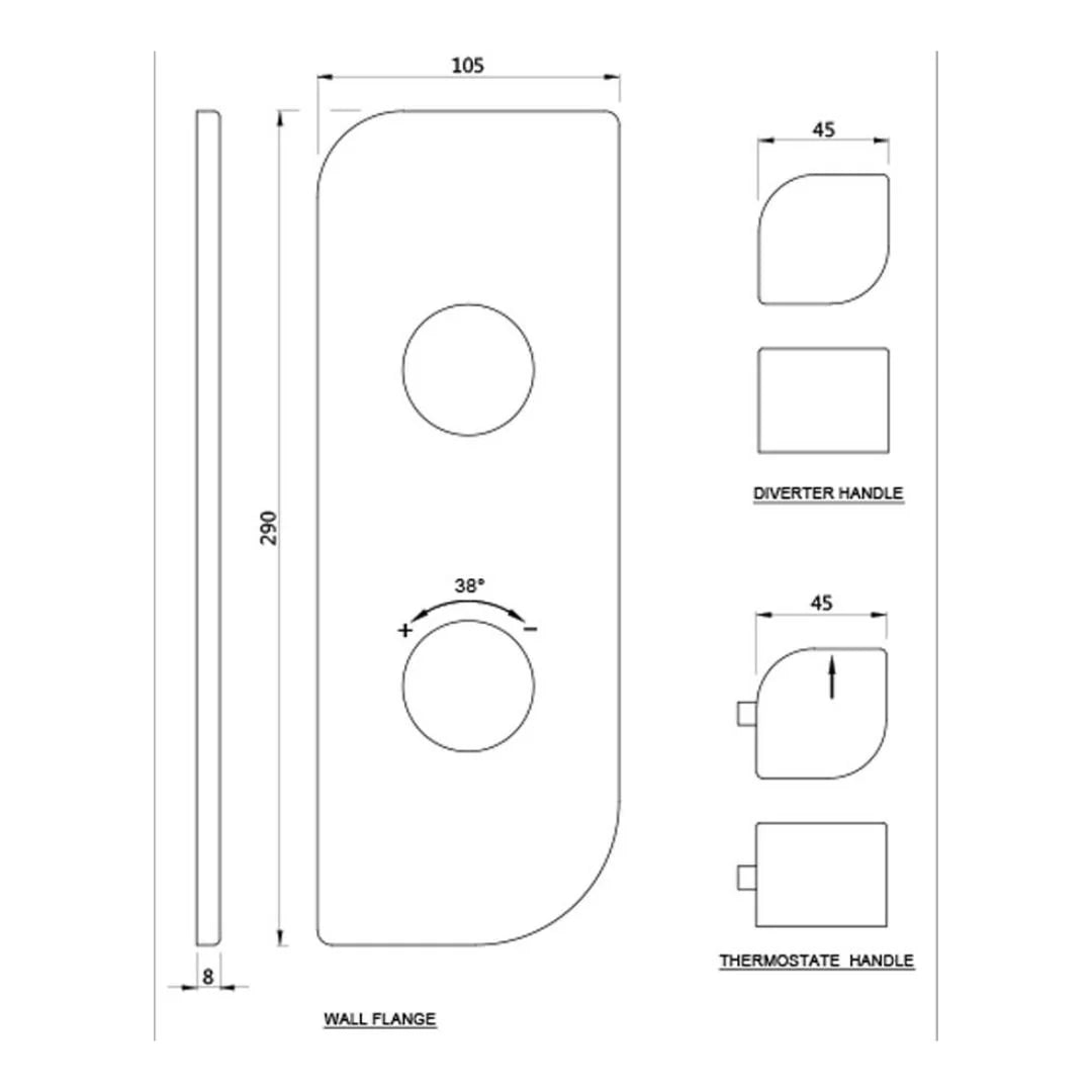 Jaquar 1 Way Thermostatic Diverter Alive ALI-GRF-85661 Normal Flow - Graphite Finish