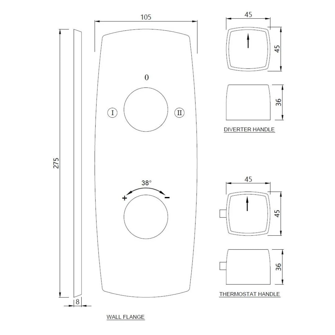 Jaquar 2 Way Thermostatic Diverter ARC ARC-CHR-87681K Normal Flow - Chrome Finish