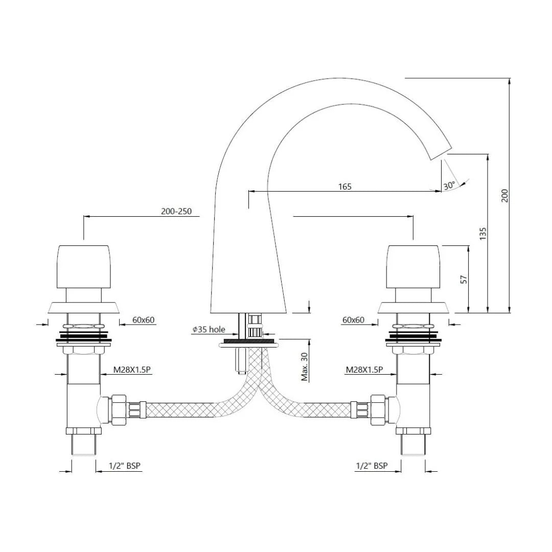 Jaquar Table Mounted Regular Basin Mixer Arc ARC-GRF-87189 - Graphite