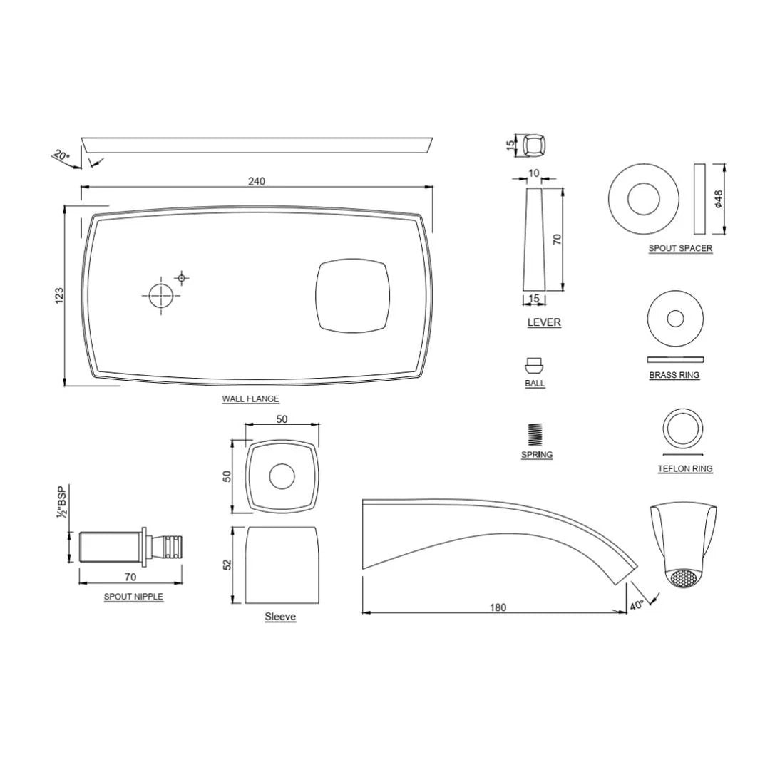 Jaquar Wall Mounted Basin Mixer Arc ARC-WHM-87233K - White Matt
