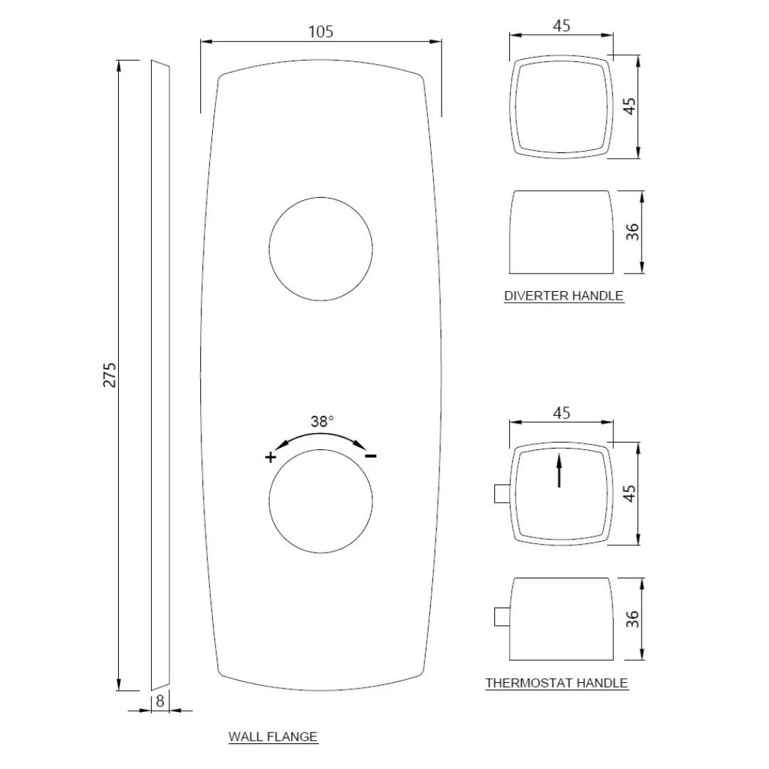 Jaquar 1 Way Thermostatic Diverter ARC ARC-WHM-87661 Normal Flow - White Matt Finish