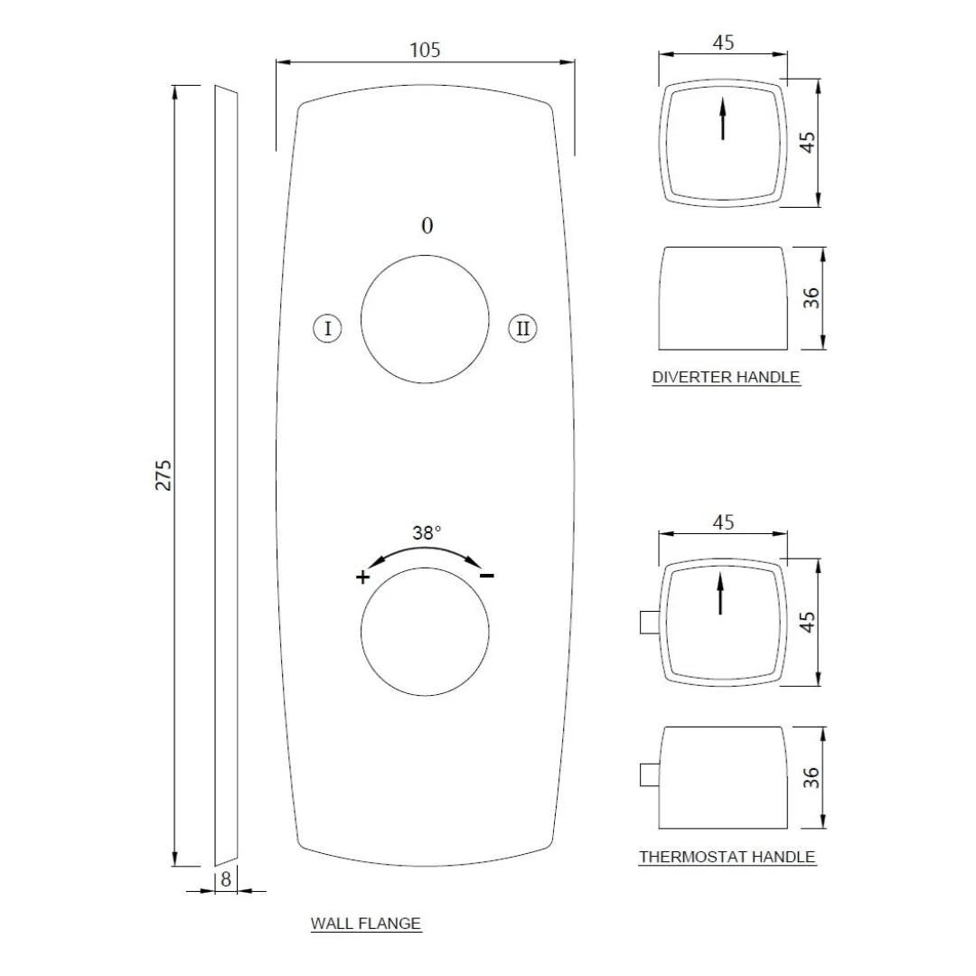 Jaquar 2 Way Thermostatic Diverter ARC ARC-WHM-87681 Normal Flow - White Matt Finish