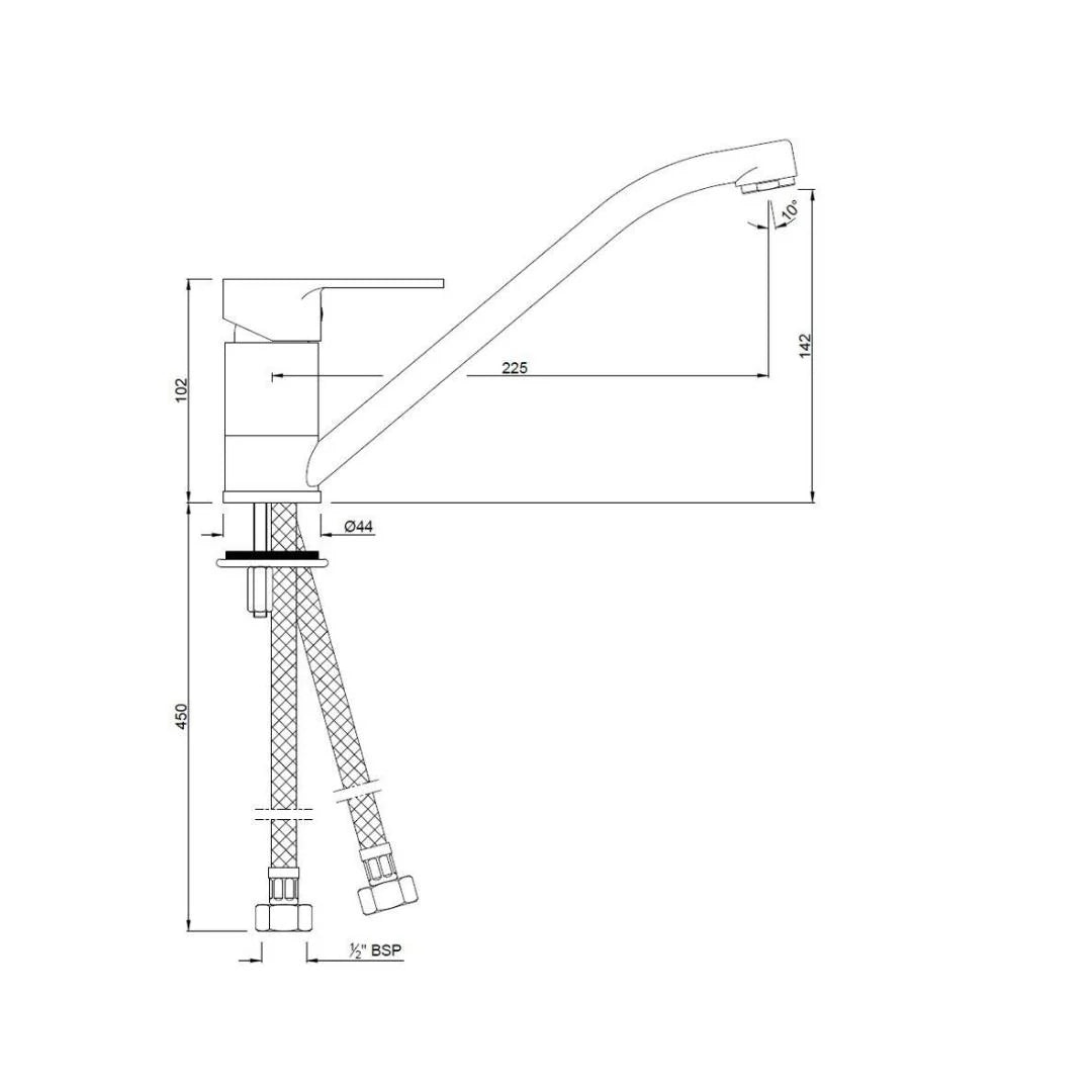 Jaquar Table Mounted Regular Kitchen Sink Mixer Aria ARI-39173B with Swinging Spout in Chrome Finish