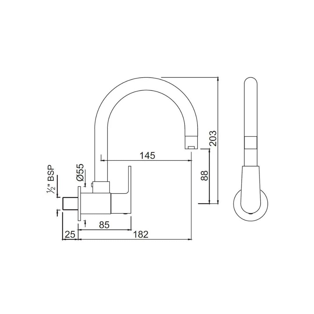 Jaquar Wall Mounted Regular Kitchen Sink Tap Aria ARI-39347S with Swinging Spout in Chrome Finish