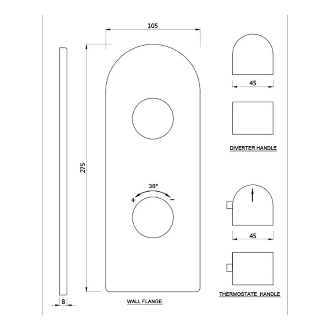 Jaquar 1 Way Thermostatic Diverter Aria ARI-CHR-39661K Normal Flow - Chrome Finish
