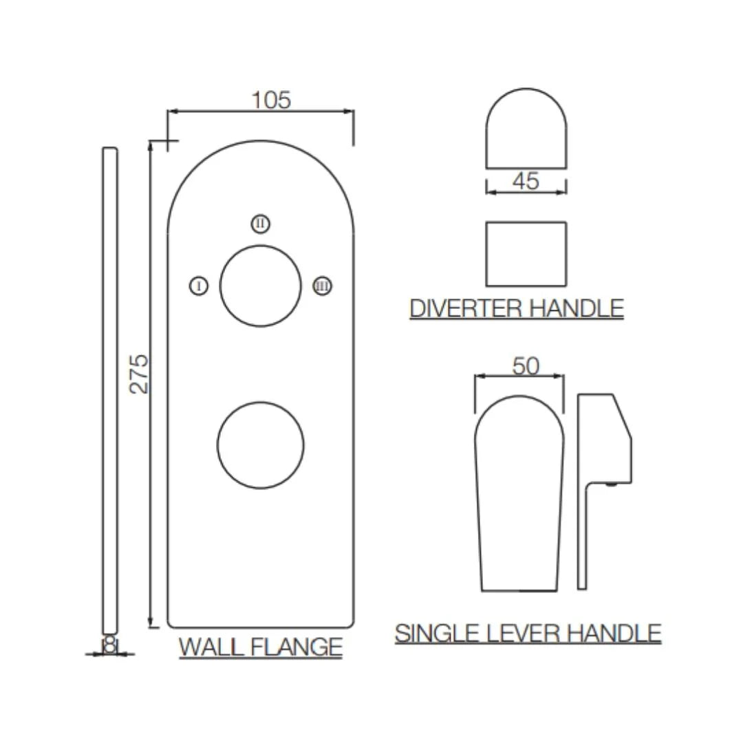 Jaquar 3 Way Diverter Aria ARI-CHR-39783NK Normal Flow - Chrome Finish