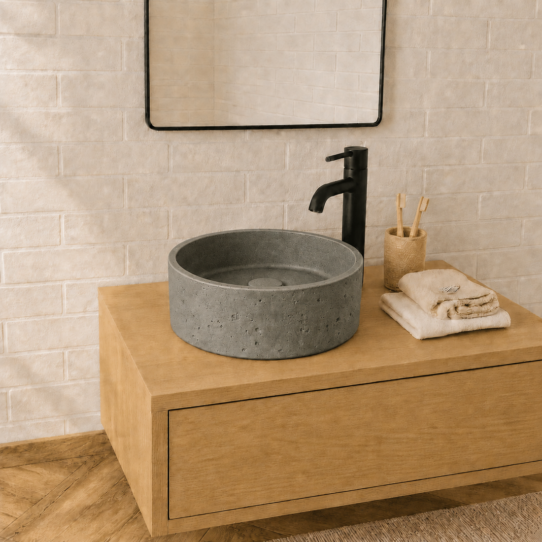 SERVEO CEMENT WASH BASIN ROUND SV8303 LG-LIGHT GREY