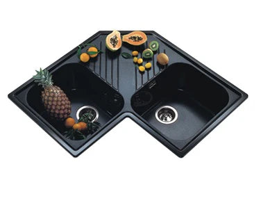 Nirali Quartz Sink Quartz Premium Range ATLANTIC LV 2 ( 33 x 19.5 inches ) - Black Granite