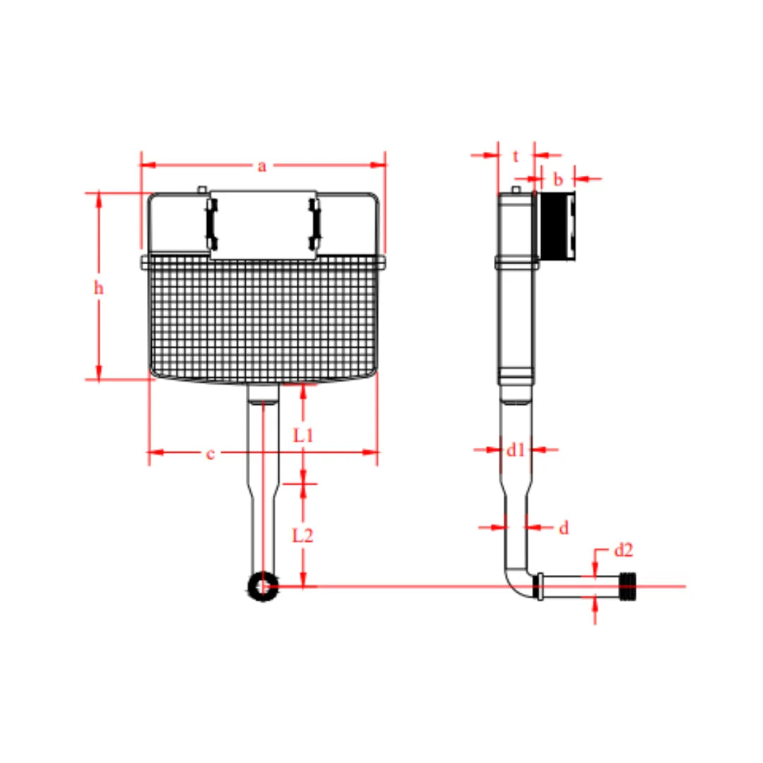Cera Chevron External Wall Mounted Cistern Without Frame B1110101 - White