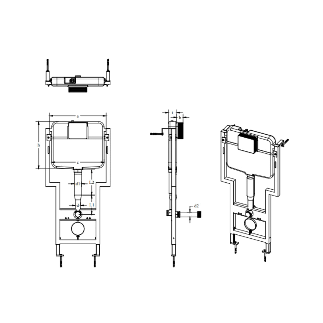 Cera Chevron External Wall Mounted Cistern Full Frame B1110111 - White