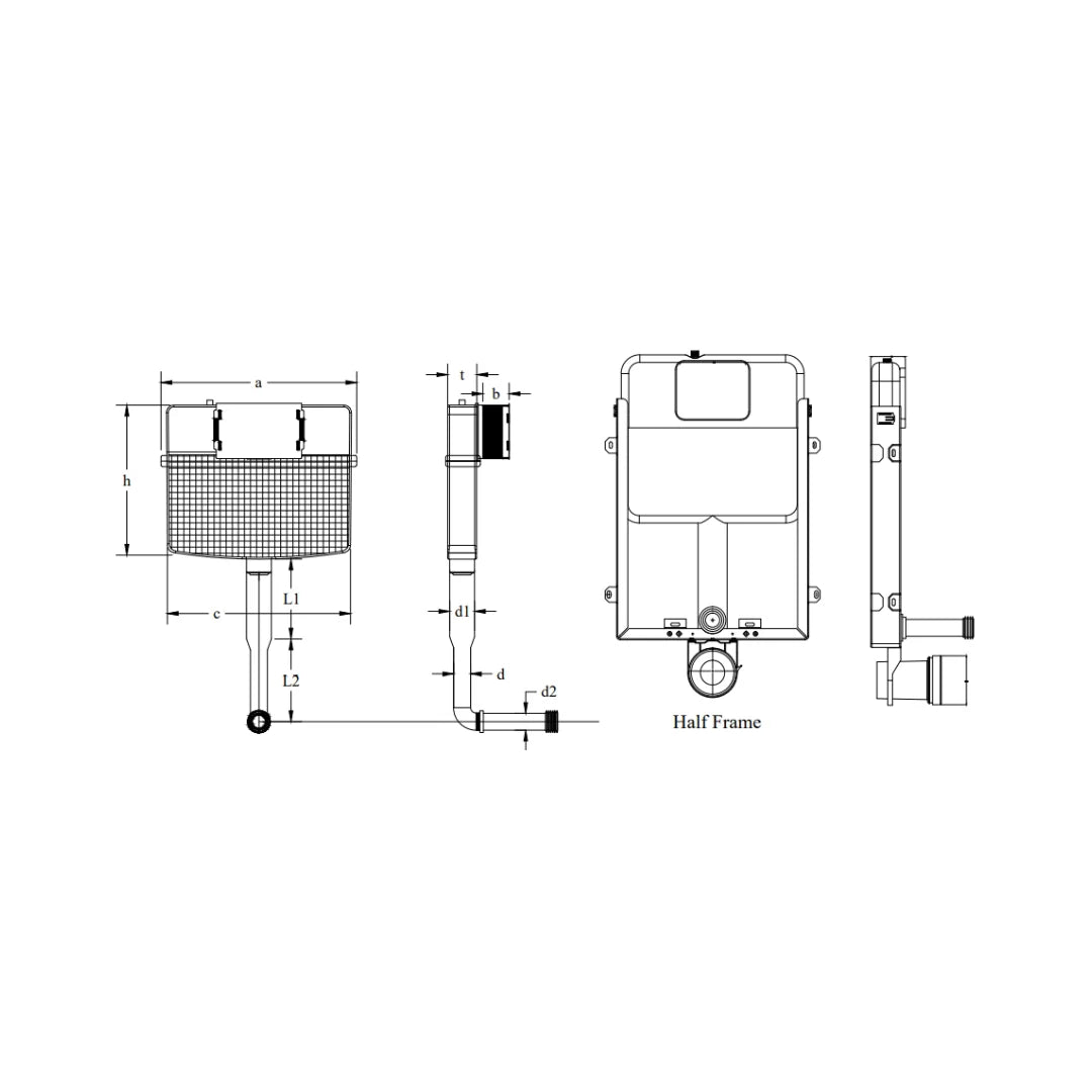 Cera Chevron External Wall Mounted Cistern Half Frame B1110112 - White