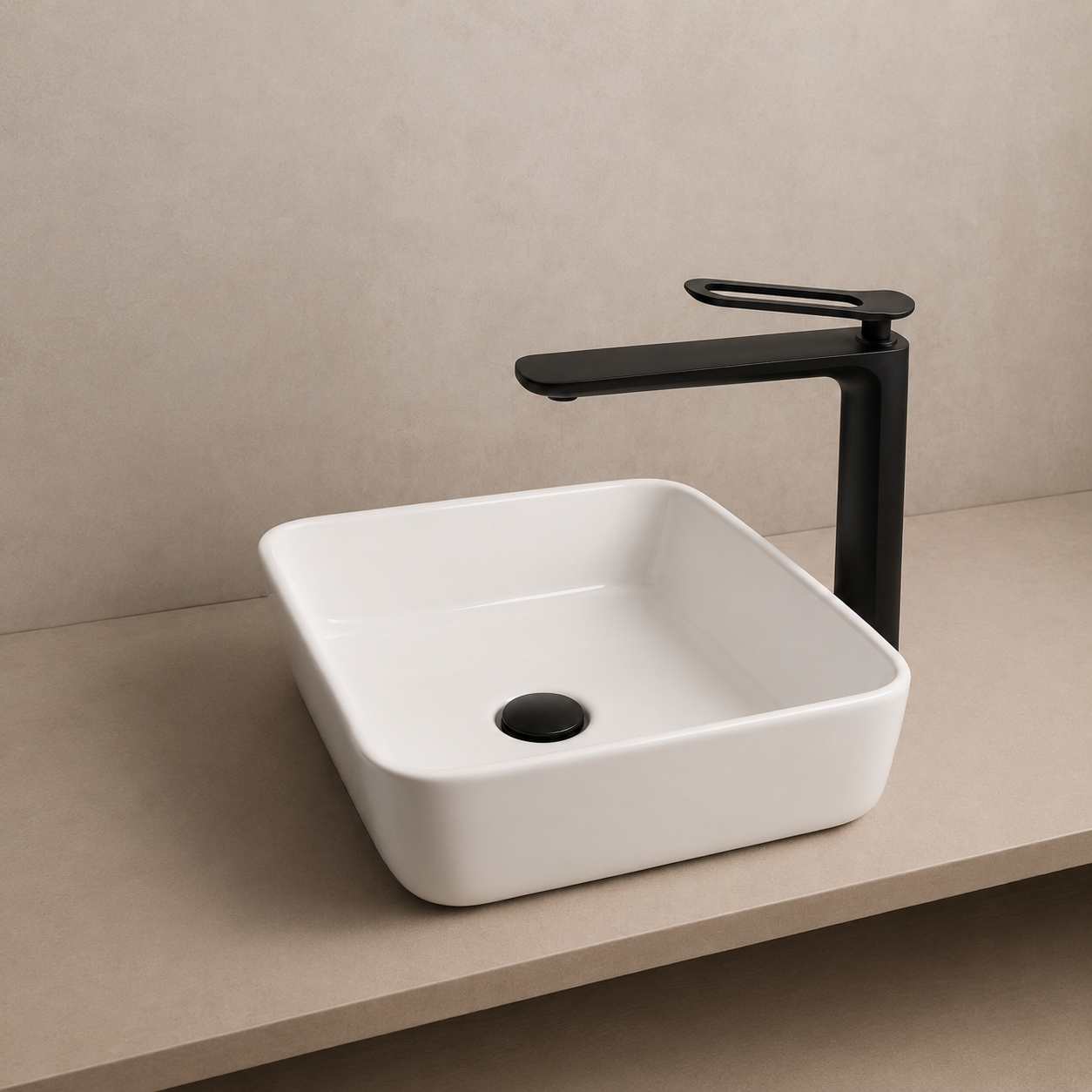 SERVEO CROWN SERIES BRASS TALL BASIN MIXER  SV6103-MATT BLACK