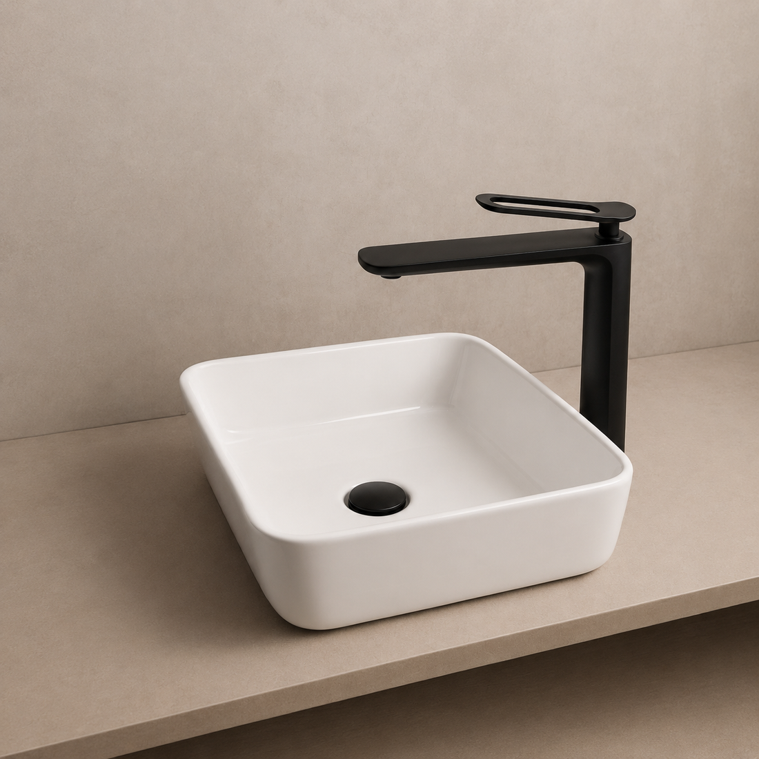 SERVEO CROWN SERIES BRASS TALL BASIN MIXER  SV6103-MATT BLACK