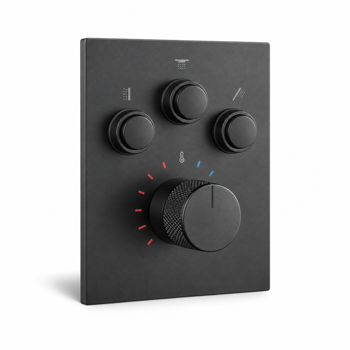 SERVEO AURA SERIES 3 WAY MULTI-FUNCTION THEERMOSTATIC CLICK BUTTON HIGH FLOW DIVERTER SV923A-MB-MATT BLACK