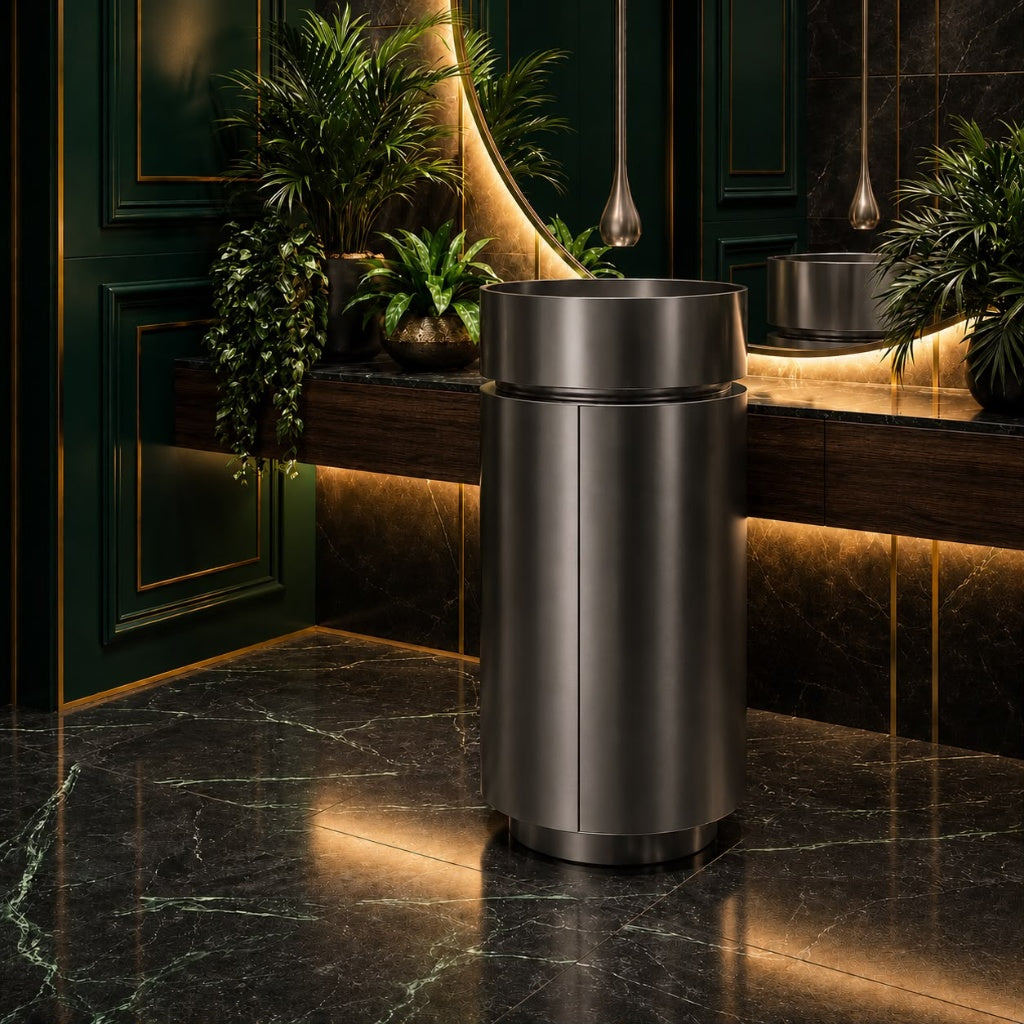 SCUBA METALLIC SERIES PEDESTAL SC-920 WITH STORAGE CABINET - METALLIC BLACK