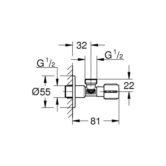 GROHE BASIN AREA ANGLE VALVE 1023422430 - MATT BLACK