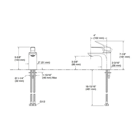 KOHLER TABLE MOUNTED REGULAR BASIN MIXER ALEO PLUS K-72312IN-4ND-RGD-ROSE GOLD FINISH