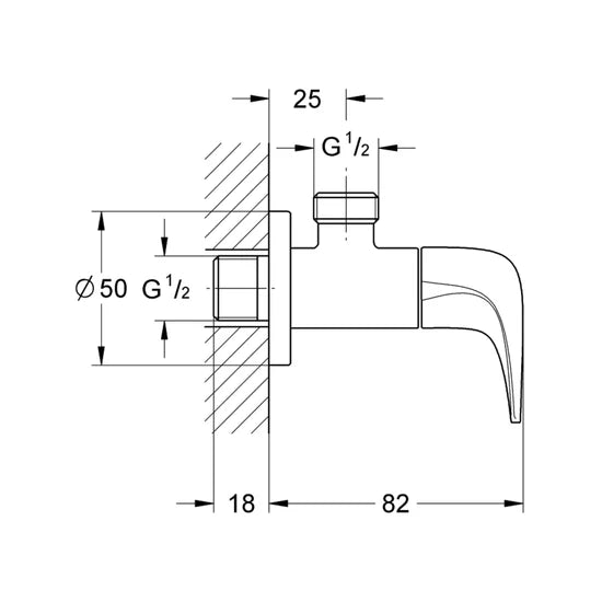 GROHE BASIN AREA ANGLE VALVE BAU CURVE 22006000 - CHROME