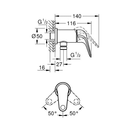 GROHE BASIN AREA ANGLE VALVE EUROECO 29390001 - CHROME