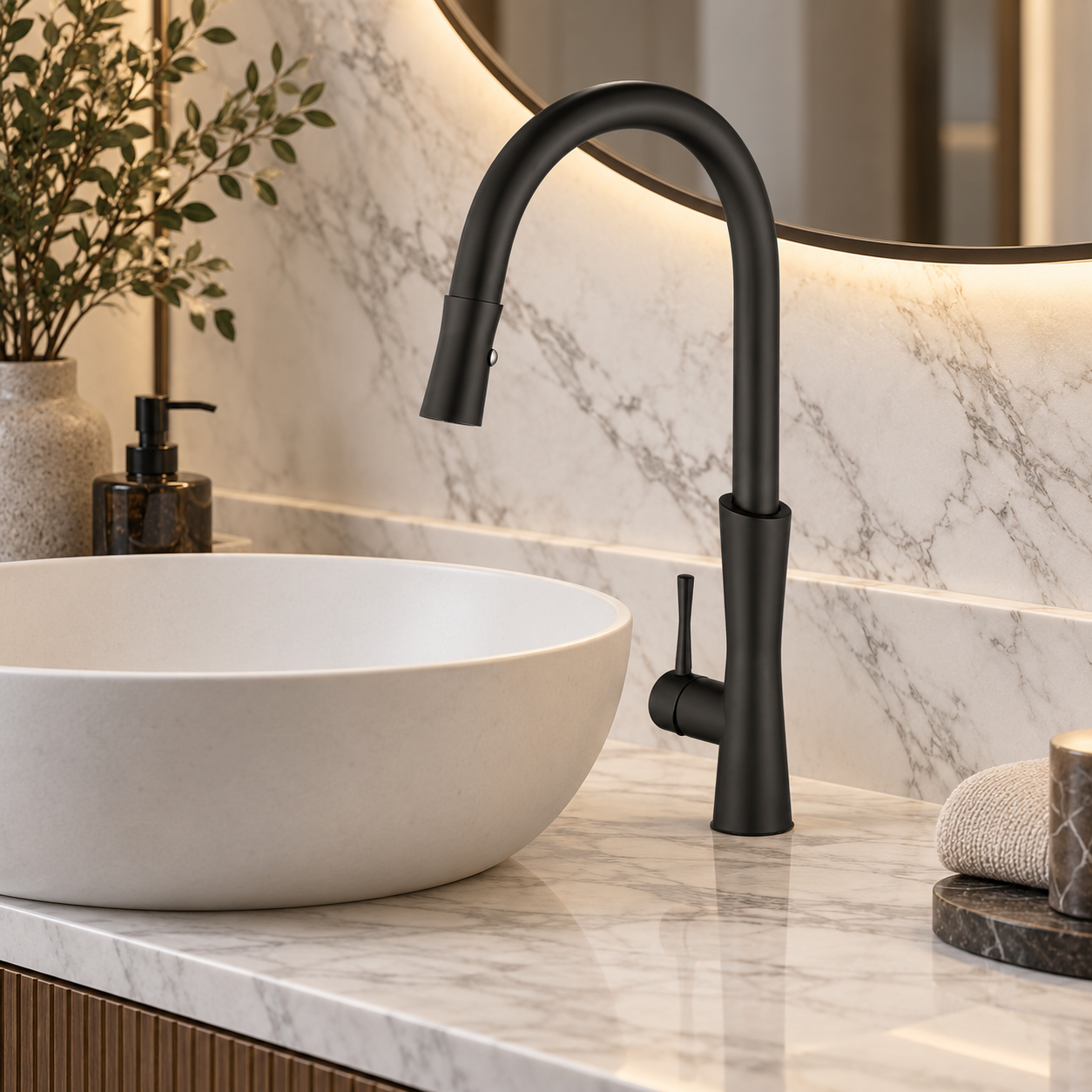 SERVEO GRACE SERIES TABLE MOUNTED PULL OUT KITCHEN AREA SV6903-MATT BLACK