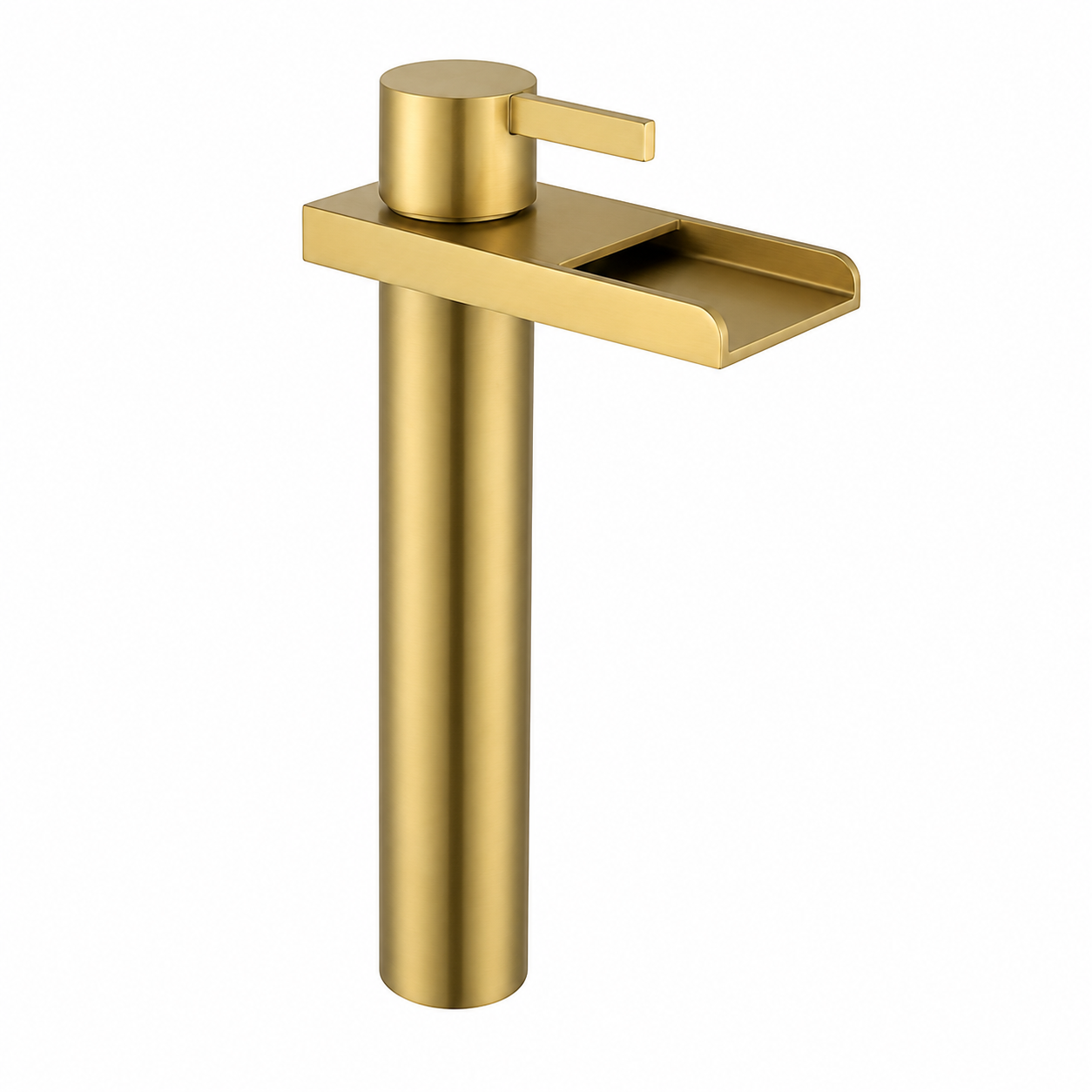 SCUBA HIGH NECK PILLAR COCK WITH WATERFALL FAUCET SC-3122 BG-BRUSH GOLD