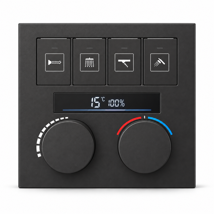SERVEO REGALIA SERIES 4 WAY MULTI-FUCTION THERMOSTATIC  HIGH FLOW DIVERTER WITH DIGITAL DISPLAY SV904-DMB-MATT BLACK