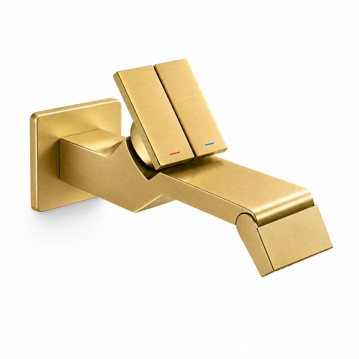 SERVEO CLICK BUTTON WALL MOUNTED BRASS BASIN MIXER SV6210-BRUSH GOLD