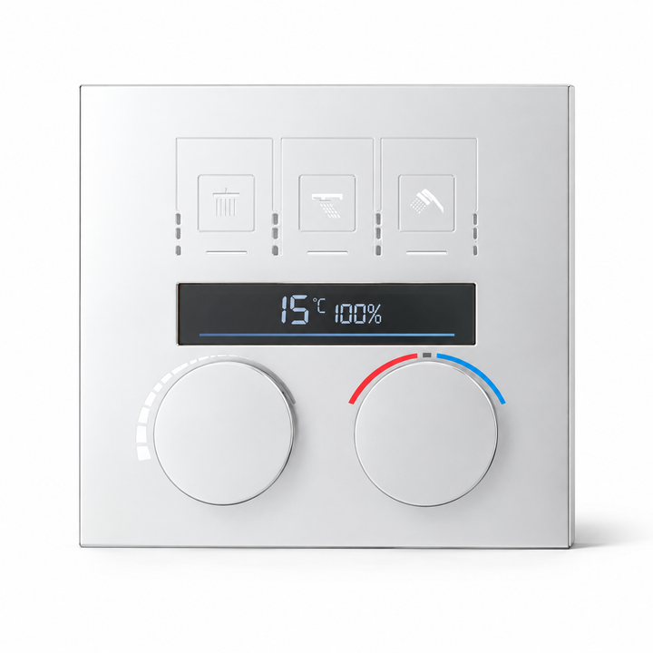 SERVEO REGALIA SERIES 3 WAY MULTI-FUCTION THERMOSTATIC HIGH FLOW DIVERTER WITH DIGITAL DISPLAY SV903-DCP-CHROME