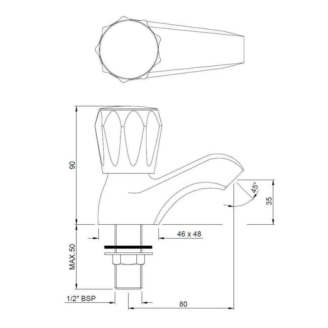 Jaquar Table Mounted Regular Basin Tap Continental CON-CHR-011KN - Chrome