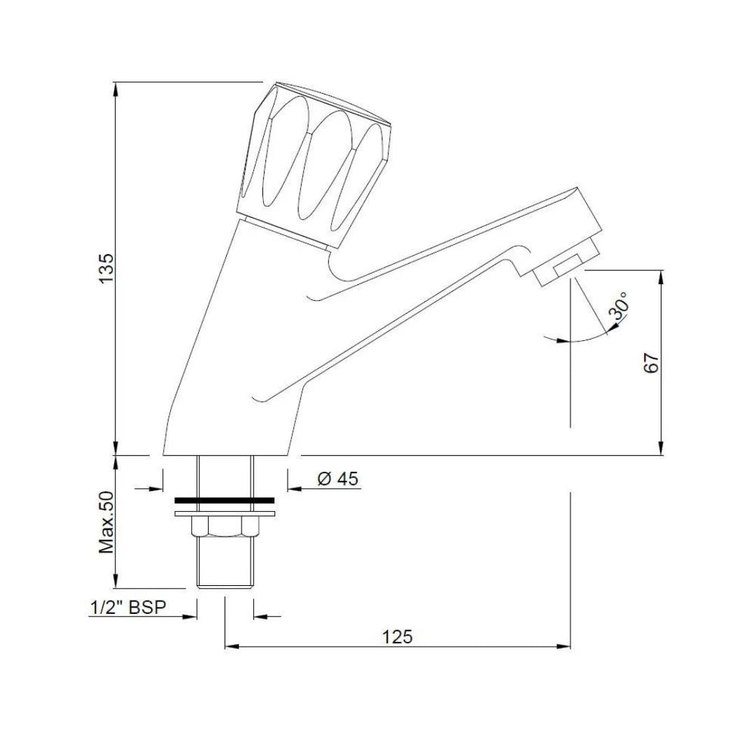 Jaquar Table Mounted Regular Basin Tap Continental CON-CHR-021KN - Chrome