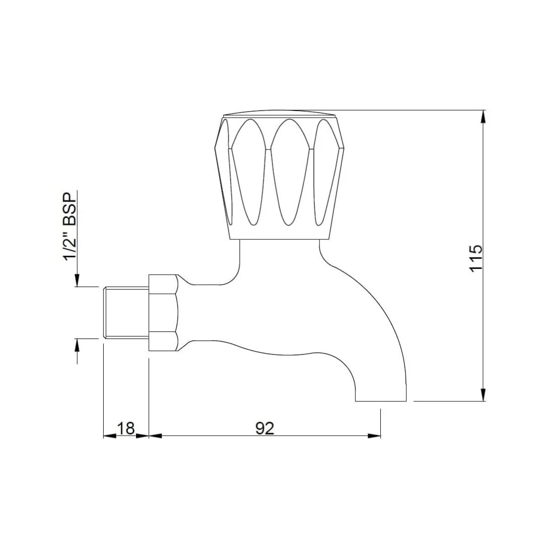 Jaquar WC Area Bib Tap Continental CON-CHR-037KN - Chrome