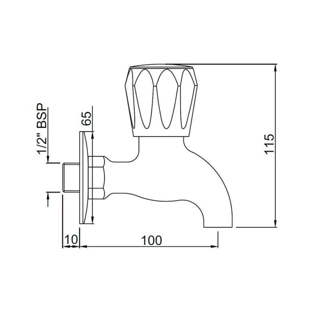 Jaquar WC Area Bib Tap Continental CON-CHR-047KN - Chrome
