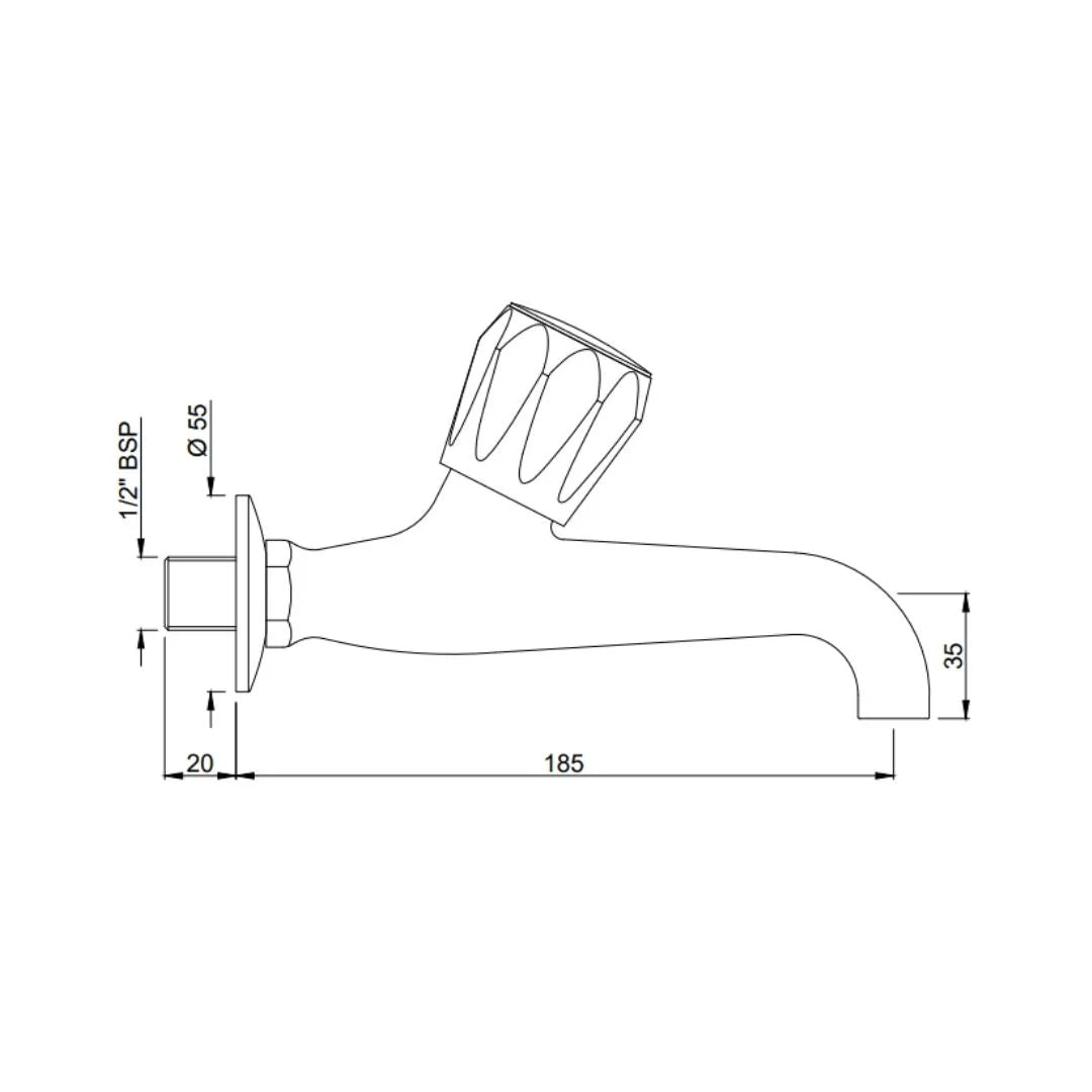 Jaquar WC Area Bib Tap Continental CON-CHR-107KN - Chrome