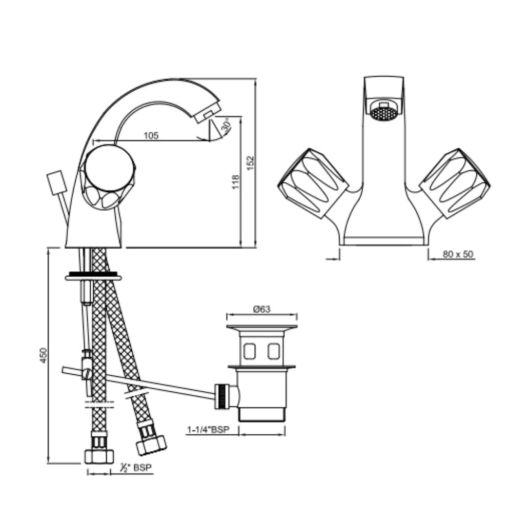 Jaquar Table Mounted Regular Basin Mixer Continental CON-CHR-169KNB - Chrome