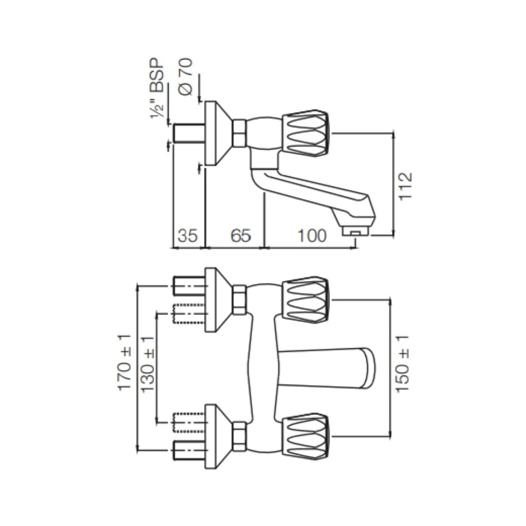Jaquar 1 Way Wall Mixer Continental CON-CHR-219KN Normal Flow - Chrome FinishJaquar 1 Way Wall Mixer Continental CON-CHR-219KN Normal Flow - Chrome Finish