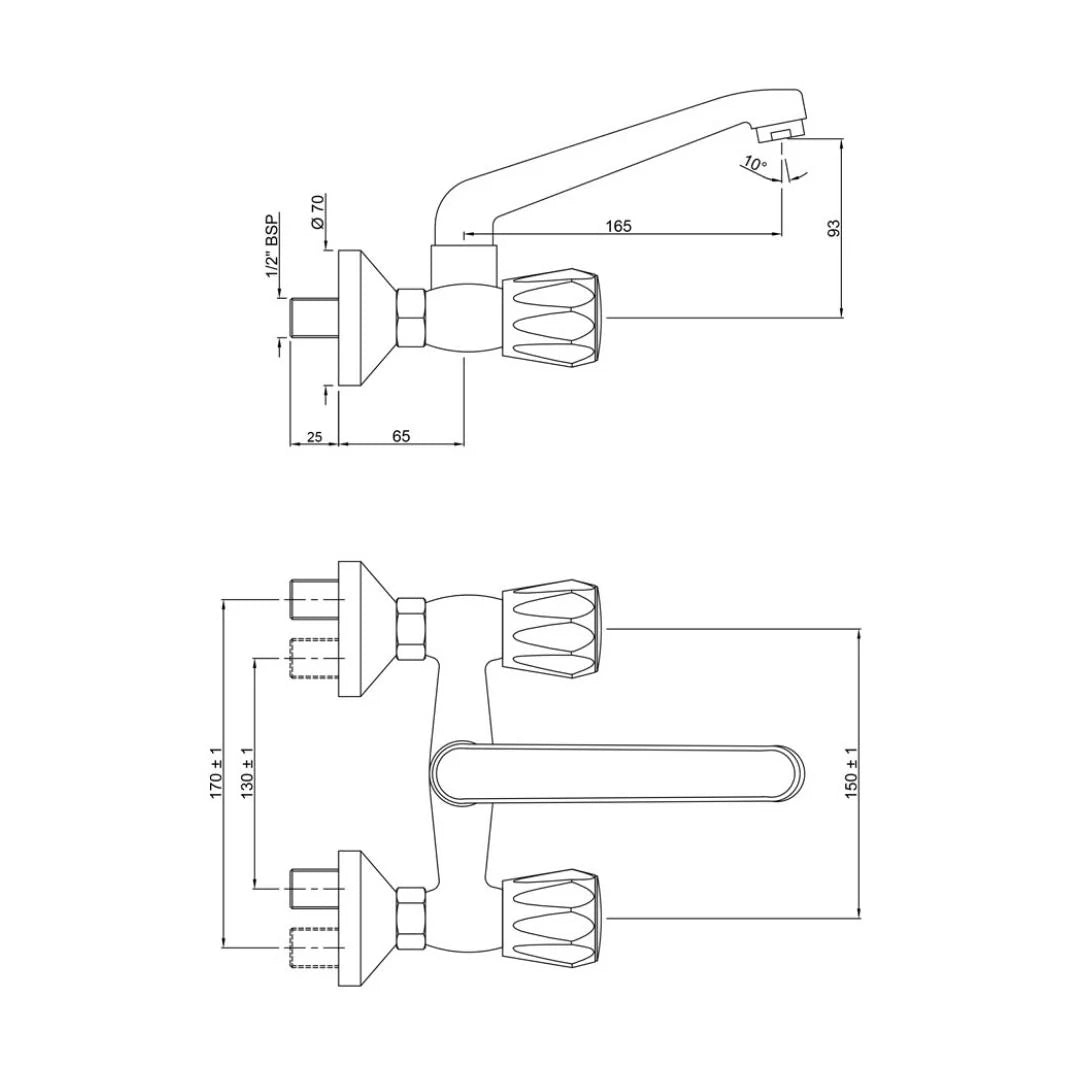 Jaquar Wall Mounted Regular Kitchen Sink Mixer Continental CON-309KNM with Swinging Spout in Chrome Finish