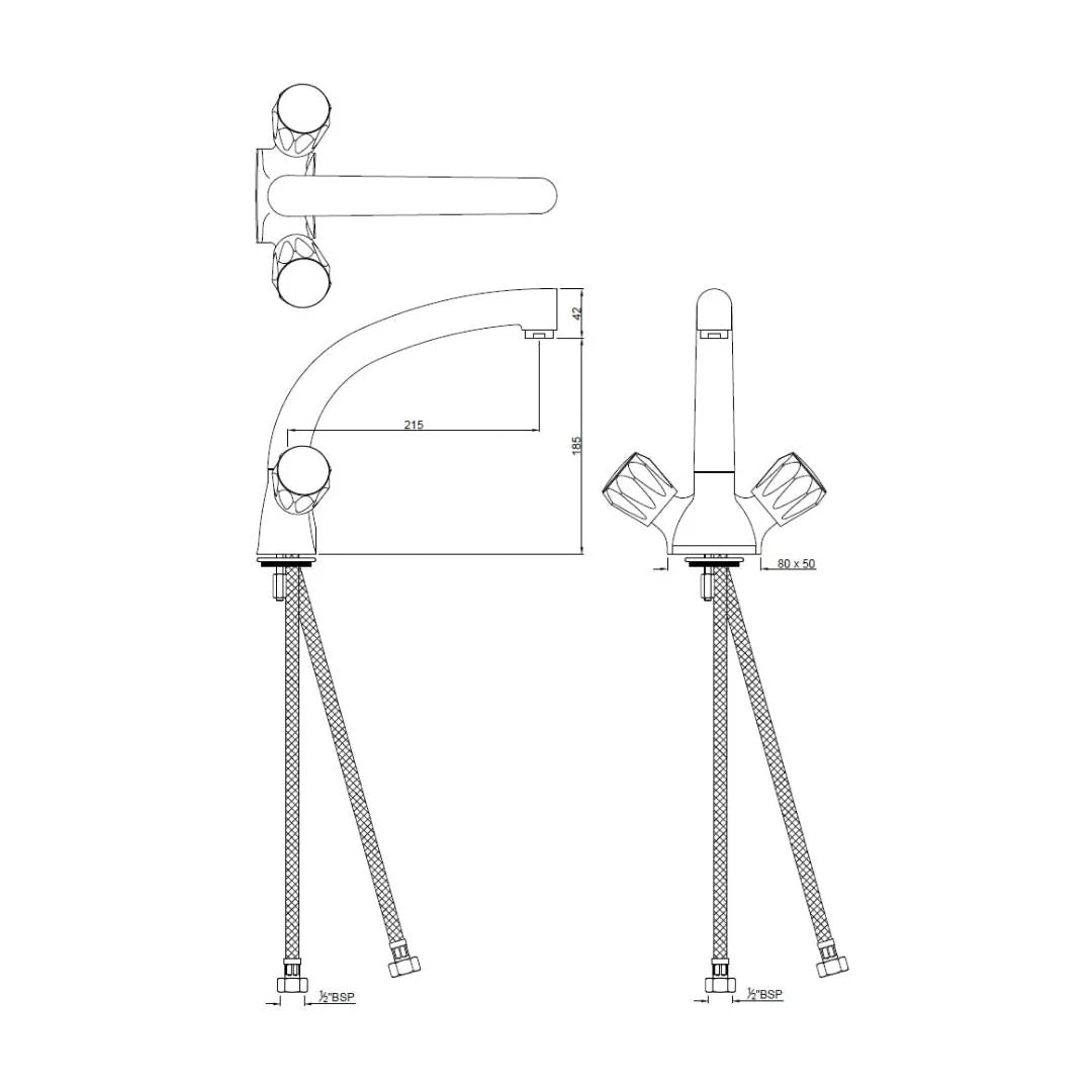 Jaquar Table Mounted Regular Kitchen Sink Mixer Continental CON-321KNB with Swinging Spout in Chrome Finish