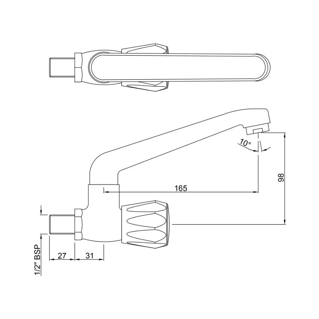 Jaquar Wall Mounted Regular Kitchen Sink Tap Continental CON-347KNM with Swinging Spout in Chrome Finish