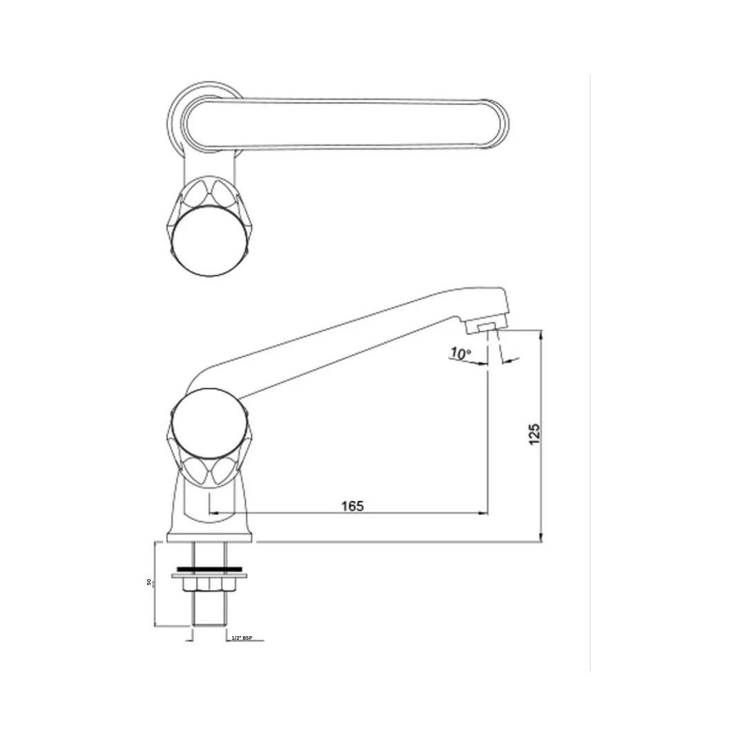 Jaquar Table Mounted Regular Kitchen Sink Tap Continental CON-349KNM with Swinging Spout in Chrome Finish