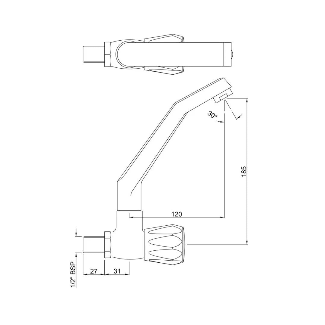 Jaquar Wall Mounted Regular Kitchen Sink Tap Continental CON-357KN with Swinging Spout in Chrome Finish