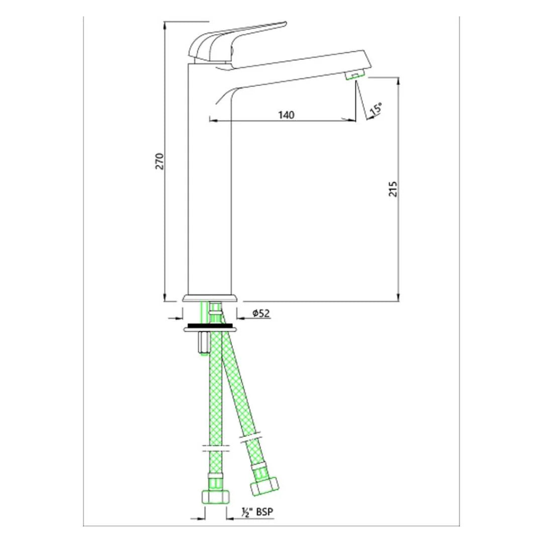 Jaquar Table Mounted Tall Boy Basin Mixer Continental Prime COP-CHR-005BPM - Chrome