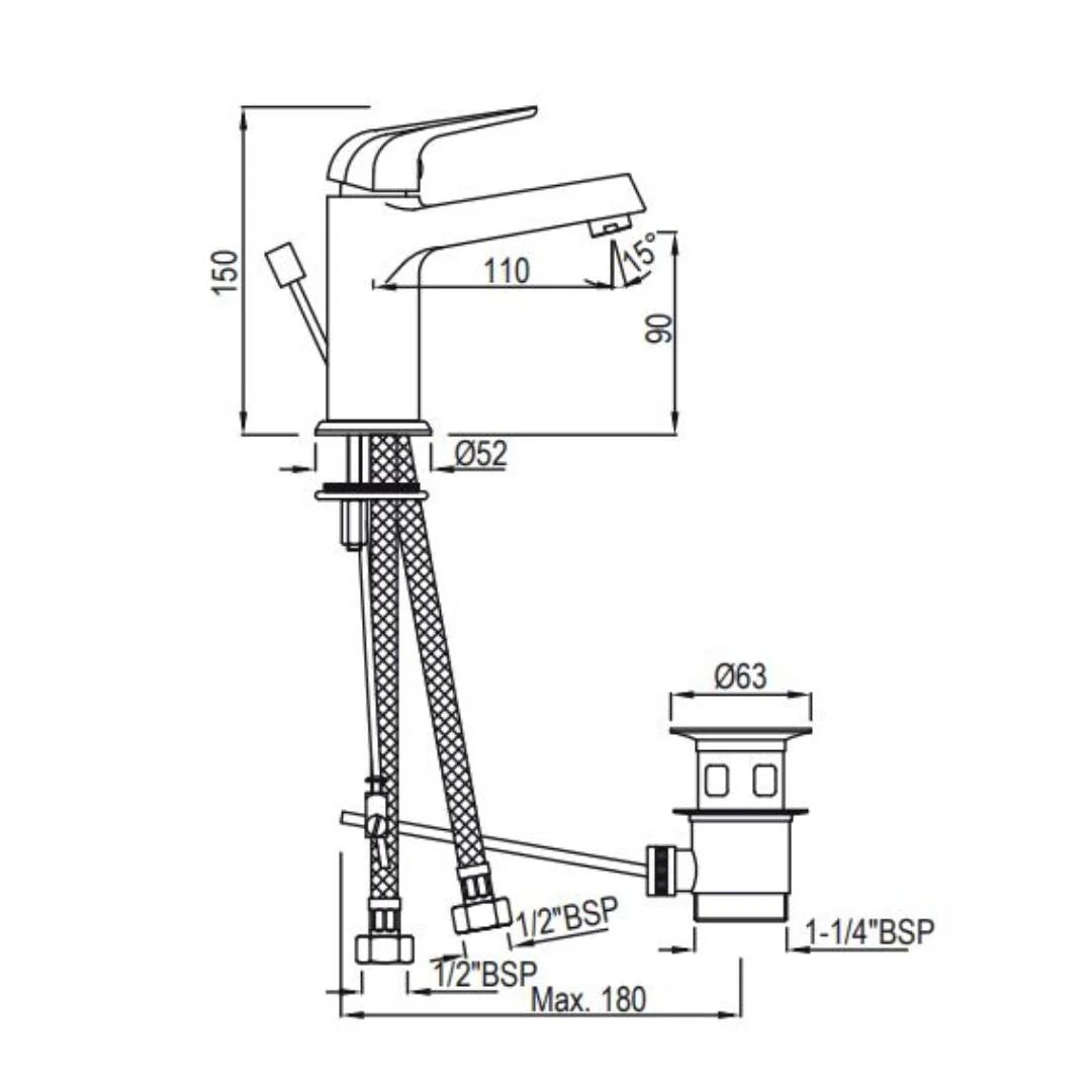 Jaquar Table Mounted Regular Basin Mixer Continental Prime COP-CHR-051BPM - Chrome