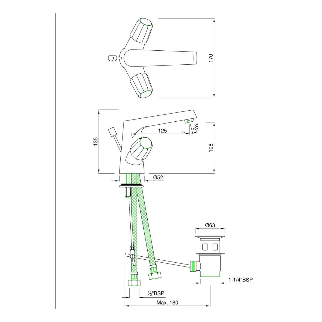 Jaquar Table Mounted Regular Basin Mixer Continental Prime COP-CHR-169BPM - Chrome