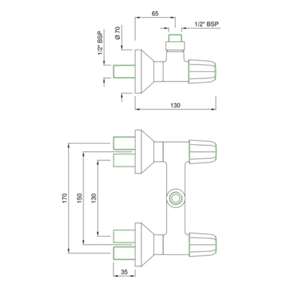 Jaquar 1 Way Wall Mixer Continental Prime COP-CHR-209PM Normal Flow - Chrome Finish
