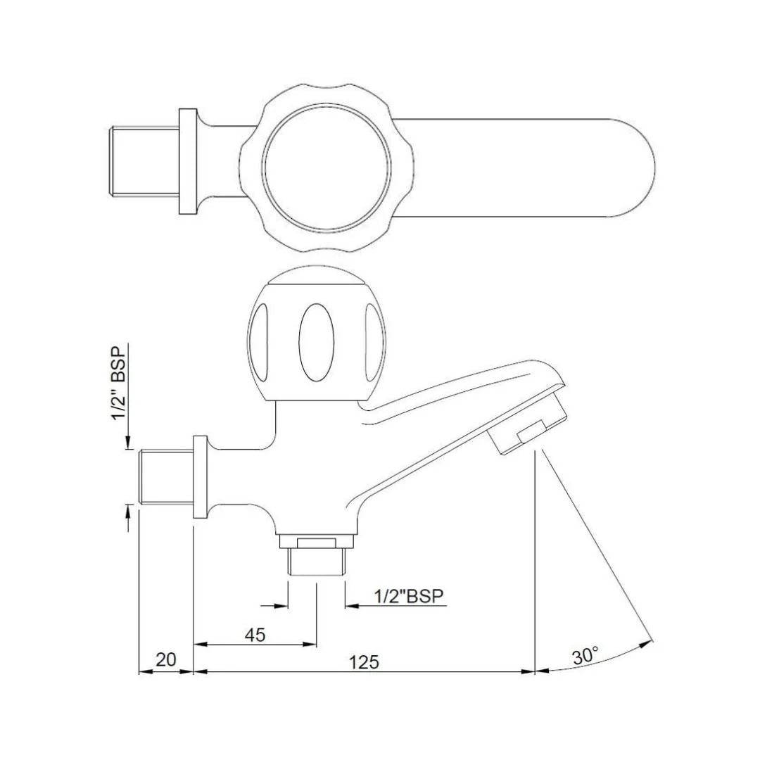 Jaquar WC Area 2 Way Bib Tap Clarion CQT-CHR-23041 - Chrome