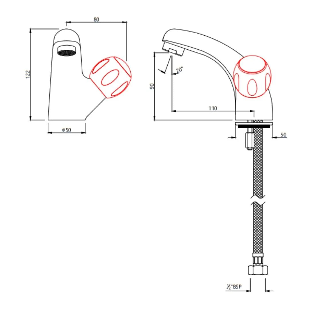 Jaquar Table Mounted Regular Basin Tap Clarion CQT-CHR-23127 - Chrome