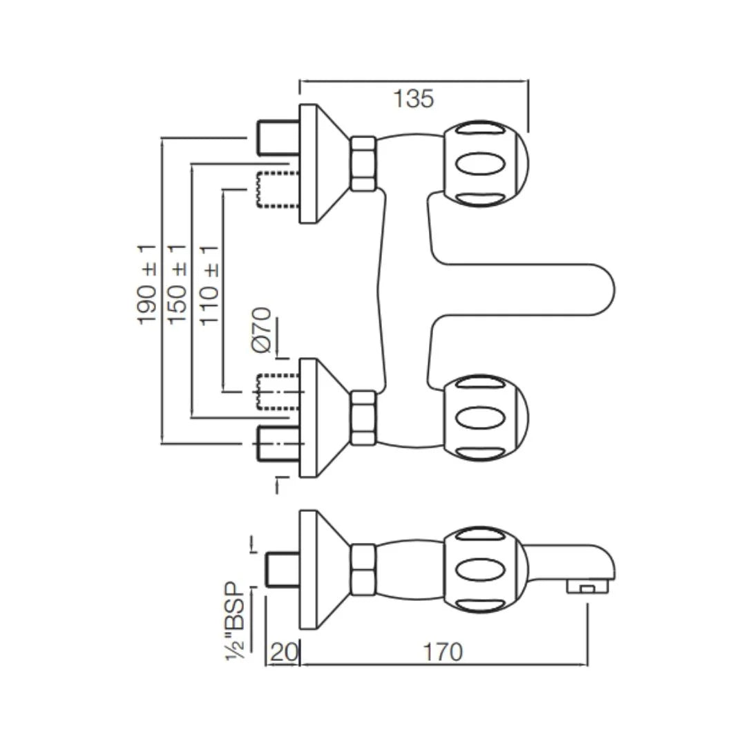 Jaquar 1 Way Wall Mixer Clarion CQT-CHR-23219 Normal Flow - Chrome Finish