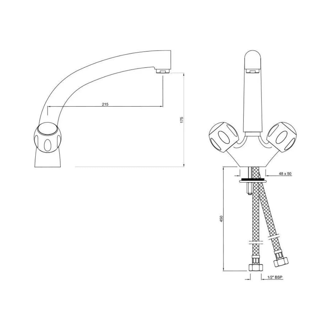 Jaquar Table Mounted Regular Kitchen Sink Mixer Clarion CQT-23321B with Swinging Spout in Chrome Finish
